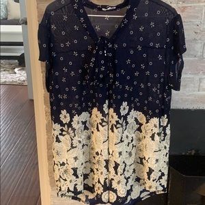 Navy and cream dress shirt